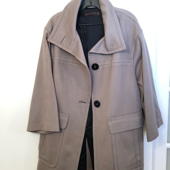 Zara 100% wool car coat in neutral taupe - Picture 2 of 7
